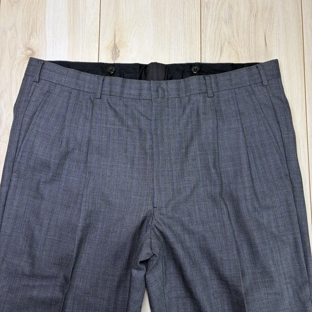 Brooks Brothers Golden Fleece Herringbone Pinstripe Gray Suit Mens 43R 40x28